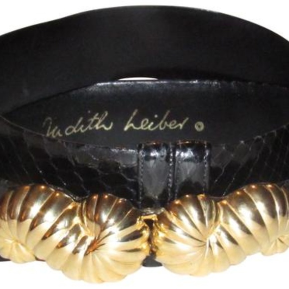 Judith Leiber Black Snakeskin Leather Belt - Picture 5 of 5